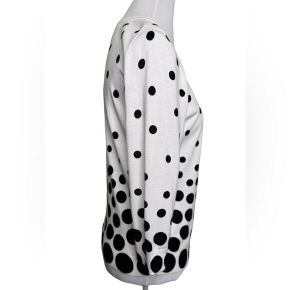 Talbots White and Black Polka Dot Cardigan Size Petite - Picture 3 of 8